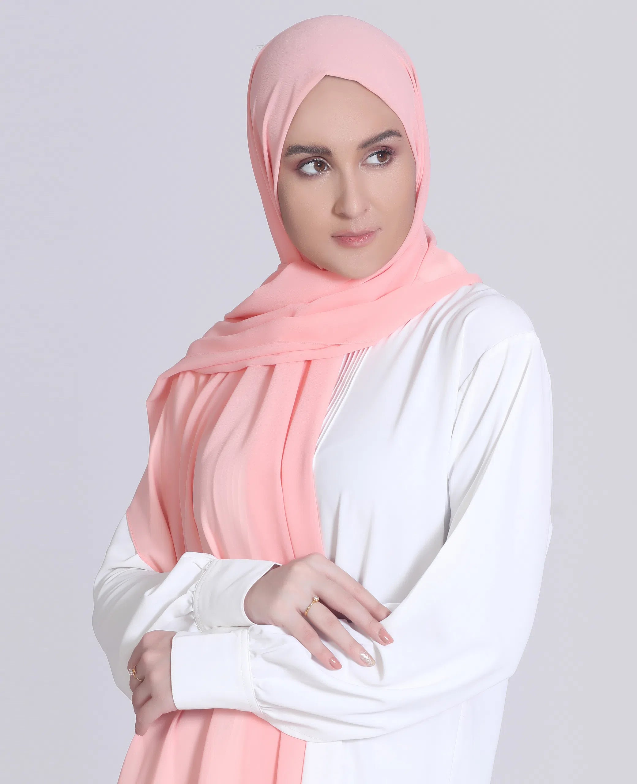 Classic Chiffon Hijab - Peachy Pink | Shop Now! – Hayaa Hijab