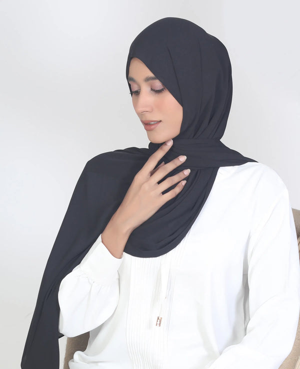 Premium Chiffon Hijab Midnight Black