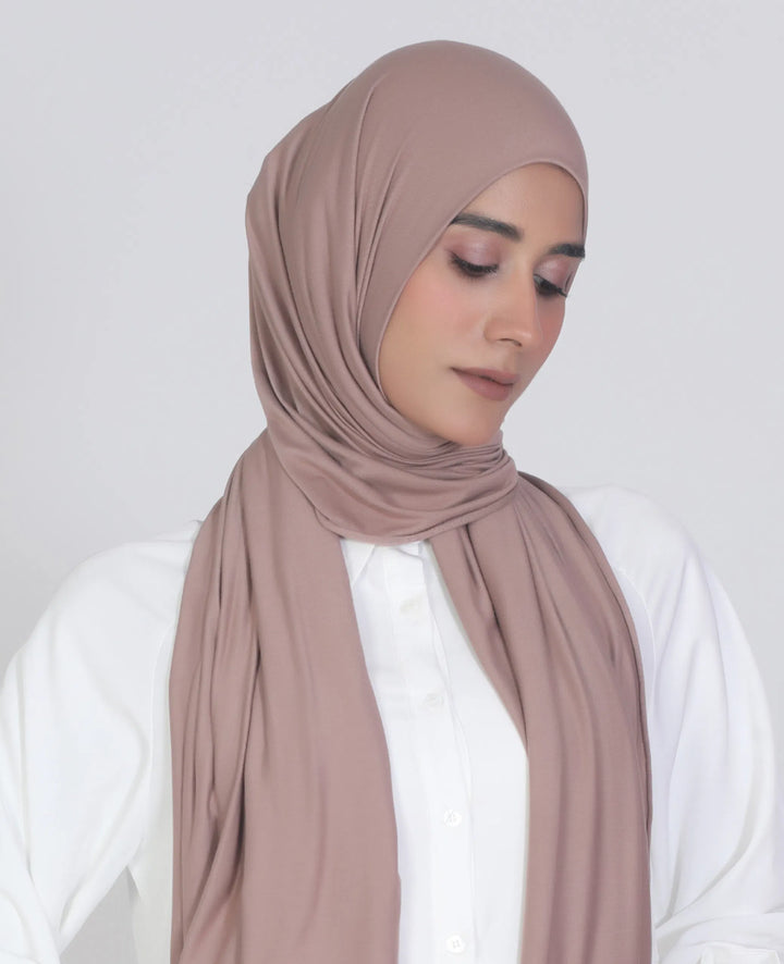 Premium Jersey Hijab Blush Latte