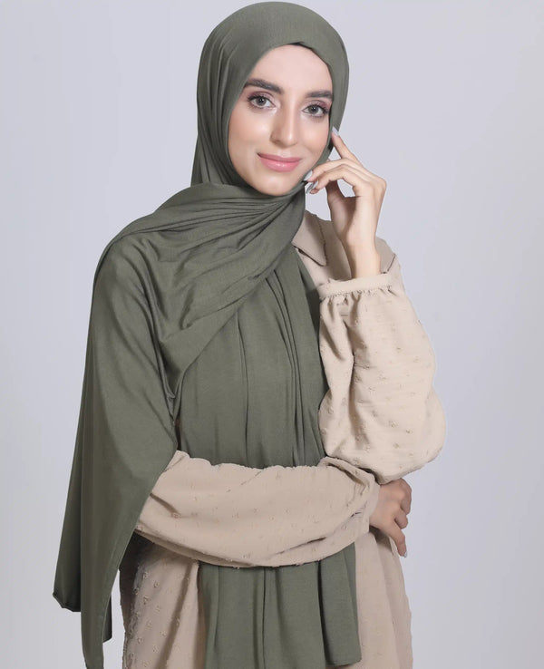 Premium Jersey Hijab Dark Olive