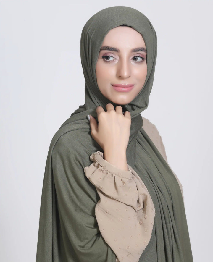 Premium Jersey Hijab Dark Olive